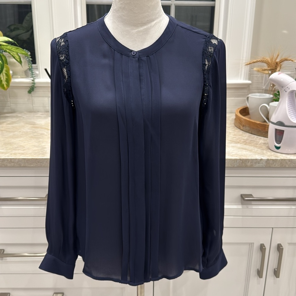 Joie navy blue long sleeve blouse
